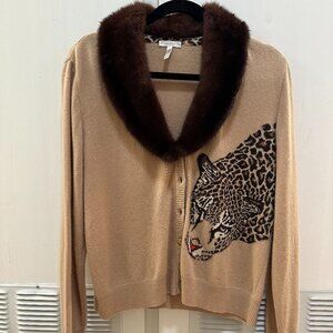 Escada Cashmere Cardigan with Mink Collar